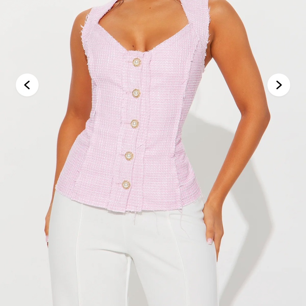 Fashion Nova Light Pink Tweed Tank Top